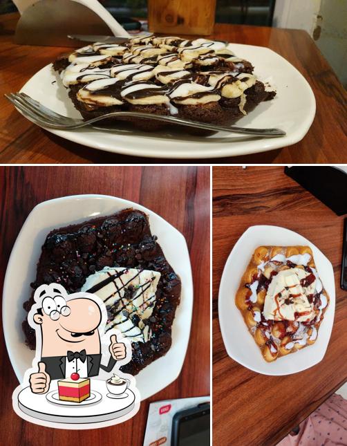 Nutty waffy taffy provides a selection of desserts