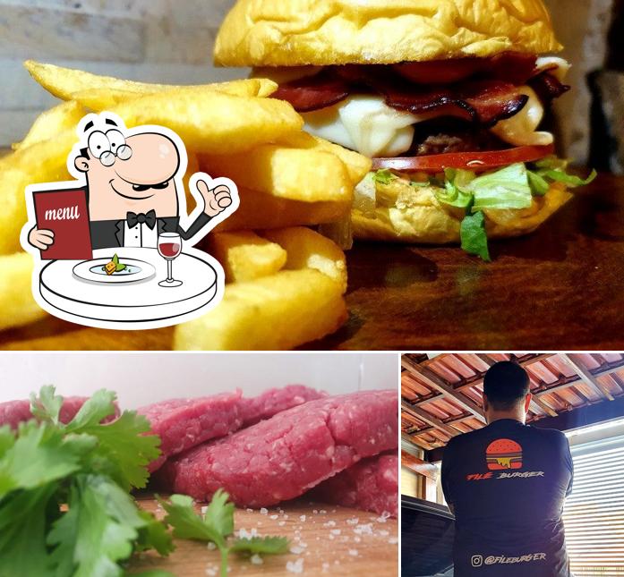 A ilustração do Filé Burger Delivery’s comida e interior