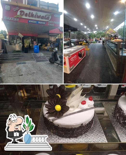 Take a look at the photo showing exterior and food at New Delhi Wala Sweets