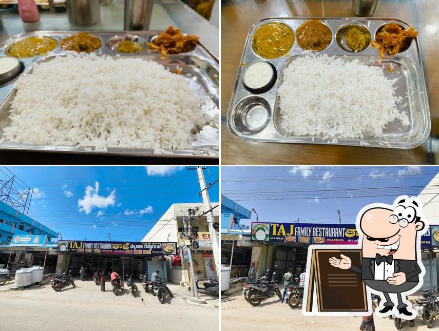 Take a look at the picture displaying exterior and food at TAJ FAMILY RESTAURANT