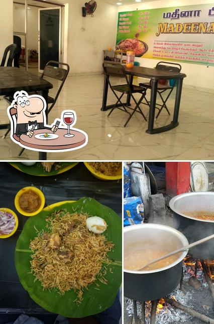 The image of Madeena biriyani’s food and interior