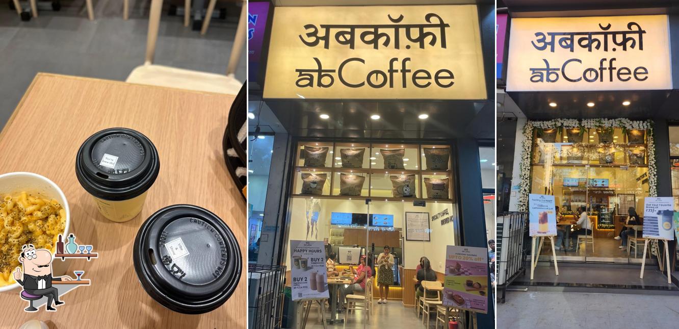 Take a seat at one of the tables at abCoffee Thane Kolshet