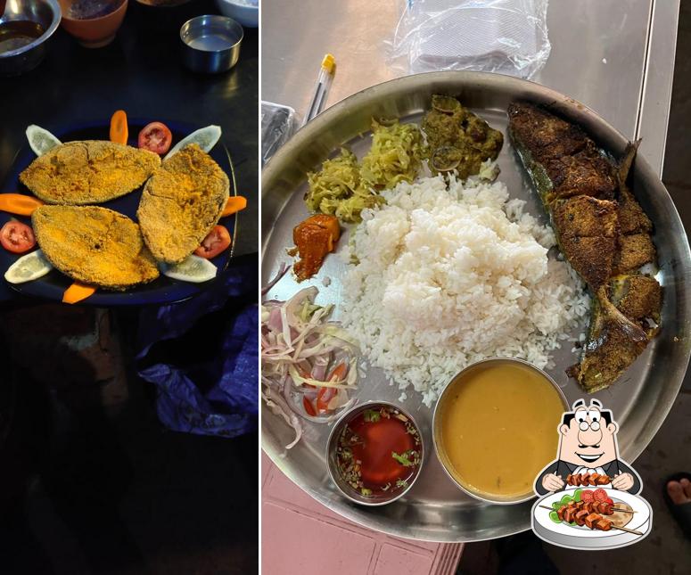 Food at Chandrakiran fast food, home made fish thali