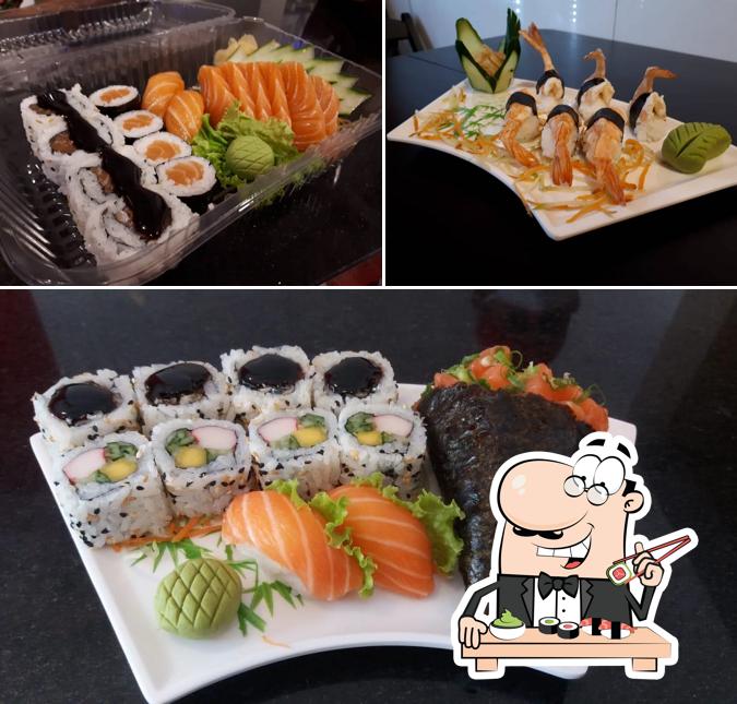 Rolos de sushi são disponibilizados no Yba Temakeria