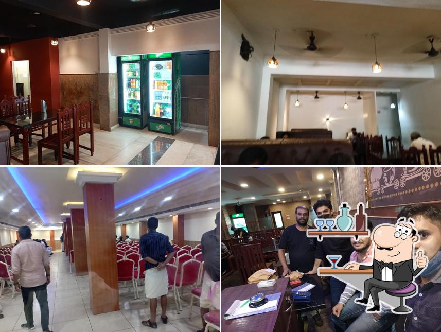 Take a seat at one of the tables at New India Restaurant