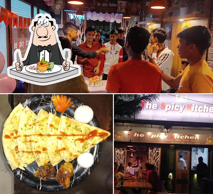Among different things one can find food and interior at The Spicy Kitchen Silchar