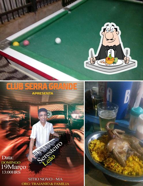 Entre diferentes coisas, comida e interior podem ser encontrados no Bar Serra Grande