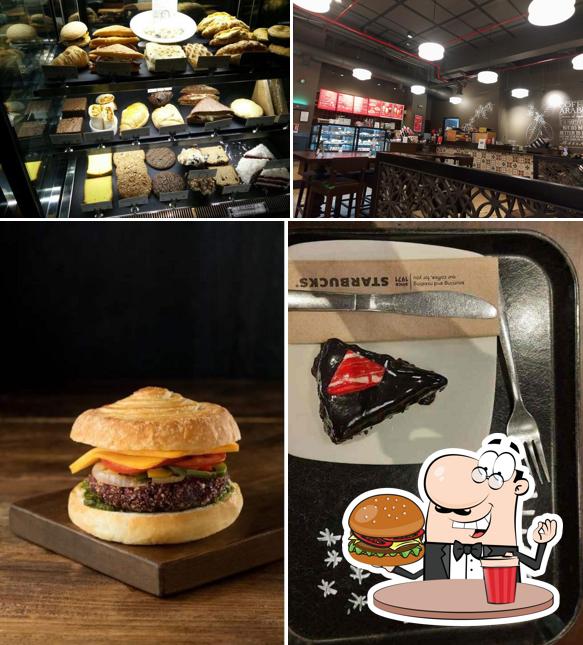 Try out a burger at Starbucks