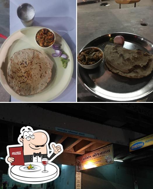 Take a look at the picture depicting food and exterior at Gramin Bhojanalaya