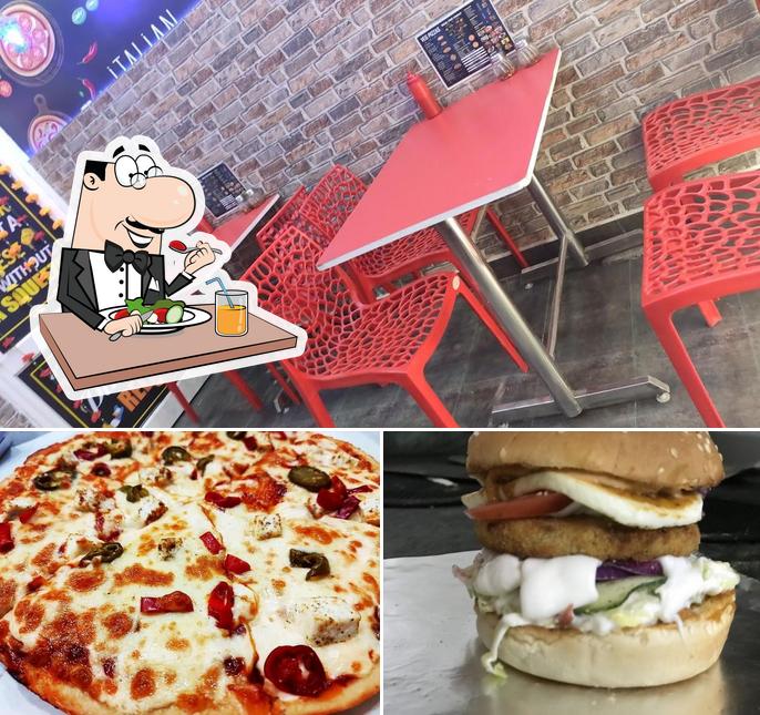 The image of Pizza Buzzer’s food and interior