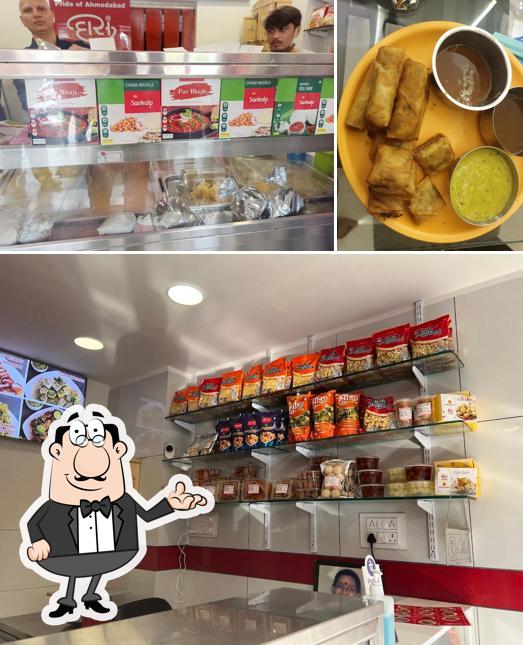 The restaurant's interior and food