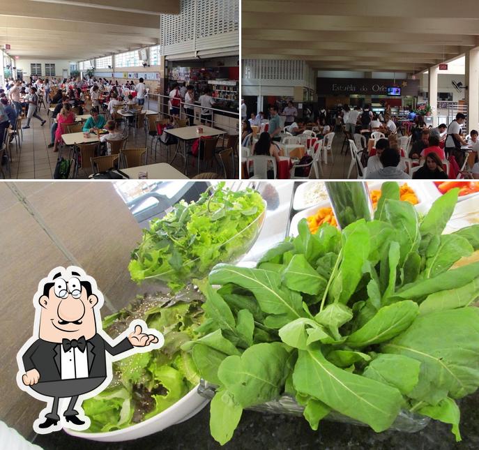 A imagem da interior e comida no Bar e Restaurante Estrela do Oriente