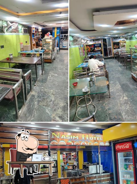 The restaurant's interior and food
