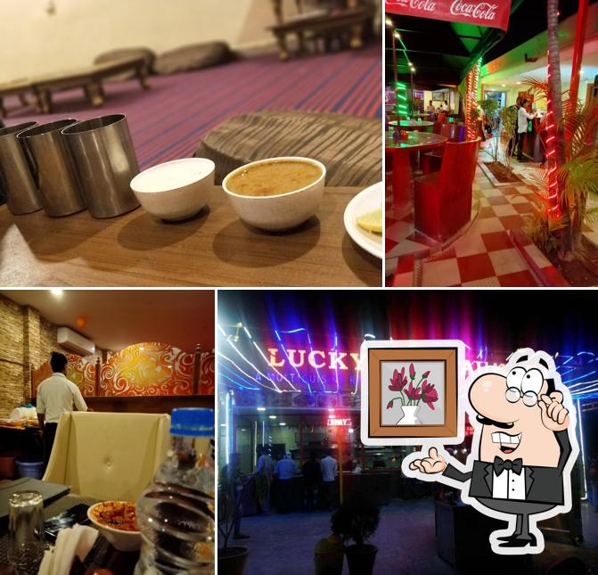 The interior of Lucky Restaurant