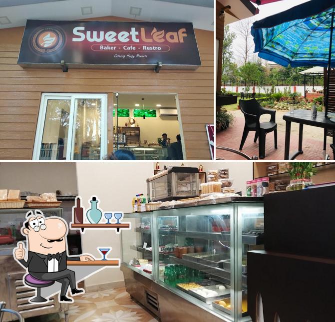 Take a seat at one of the tables at Sweet Leaf Bakery, Sweets & Food