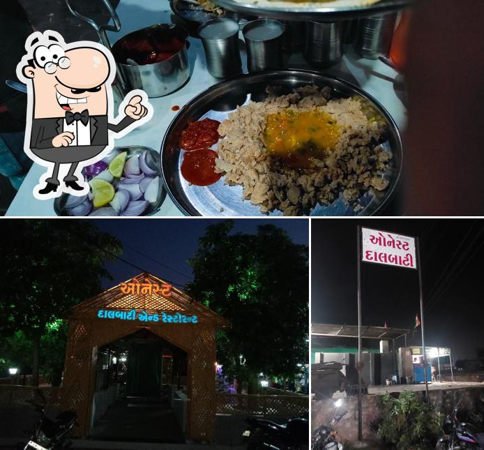 This is the picture depicting exterior and food at Honest Dalbati