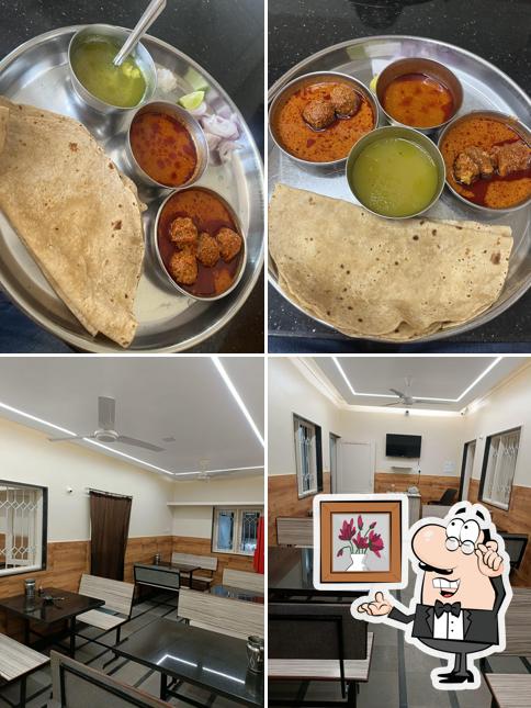 This is the image displaying interior and food at Hotel Ambika