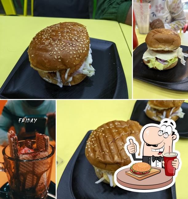 Hamburger at Fantasy Pizza and Burger