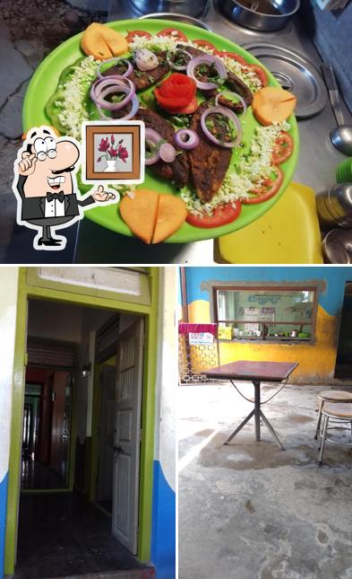Among different things one can find interior and food at Manna Biriyani