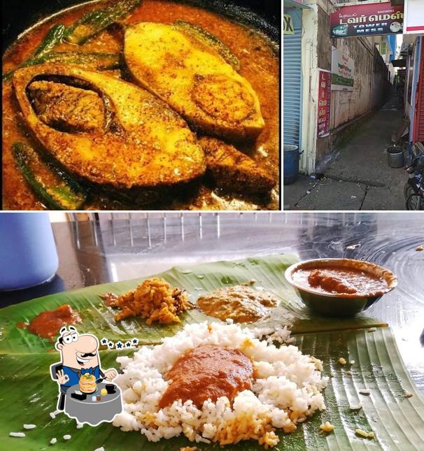 The image of food and exterior at Tower Mess