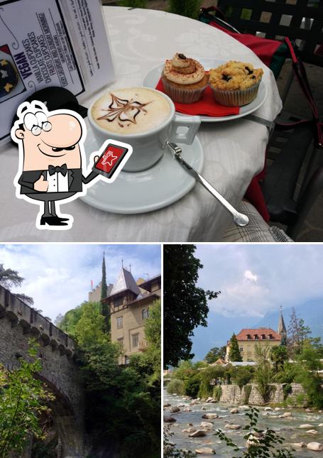 Questa è la immagine che raffigura la esterno e dolce di Cafè Elisabeth