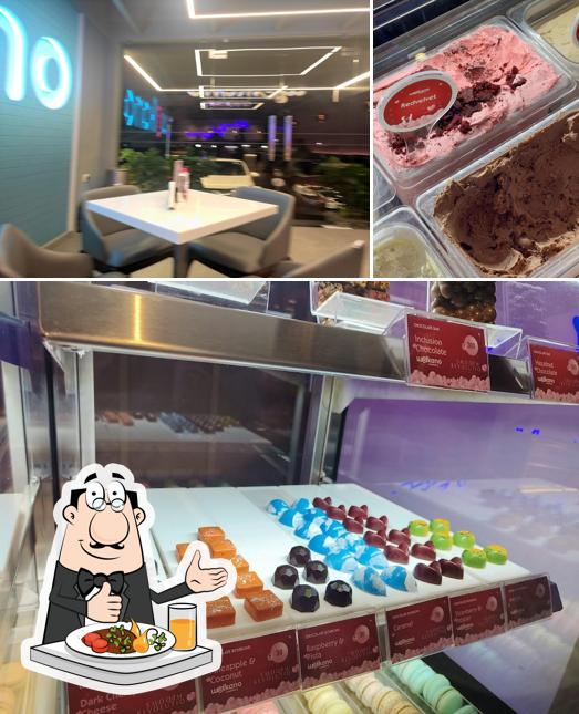 Check out the photo depicting food and interior at Wolkano Creamery