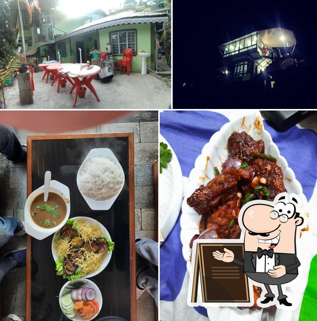 This is the image depicting exterior and food at Ale Chojeke restaurant and homestay Durpin
