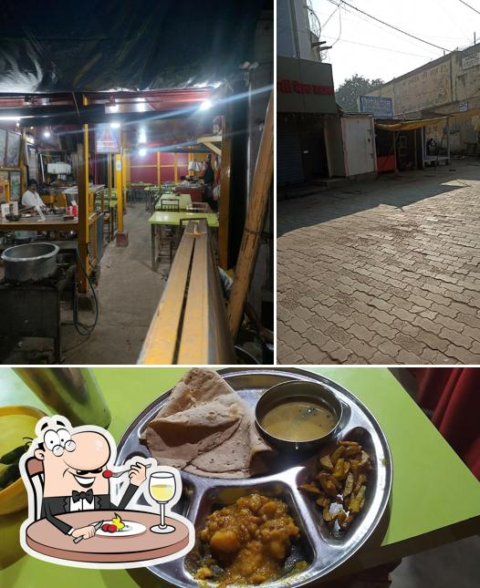 The image of food and exterior at Kishan hotel