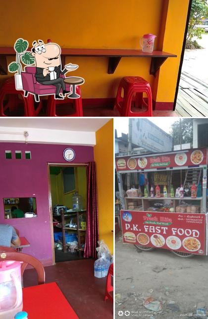 The image of PK Fast Food’s interior and food