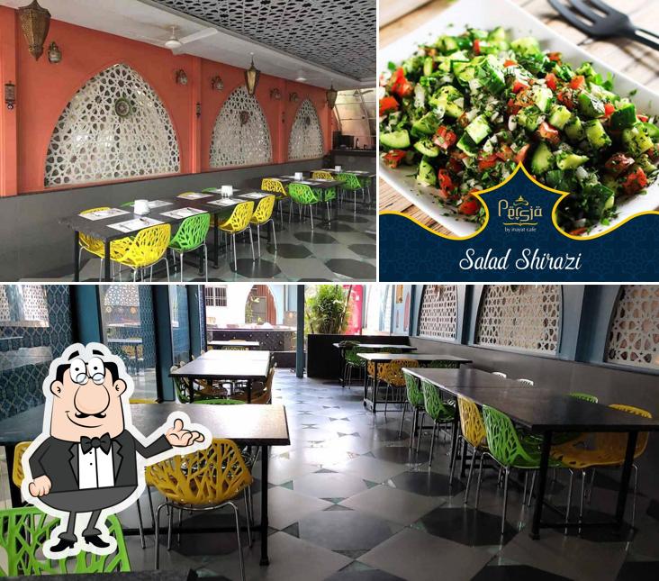 This is the picture depicting interior and food at Persia by Inayat Cafe