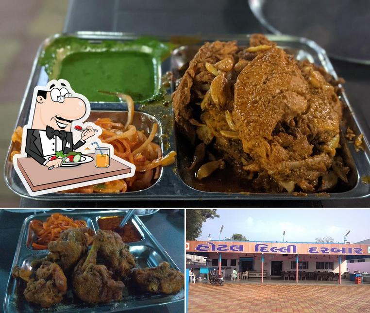 The image of food and exterior at Hotel Delhi Darbar