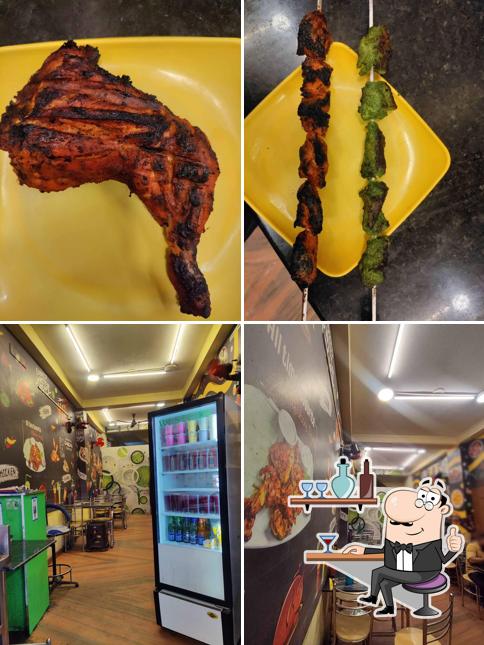 The restaurant's interior and food