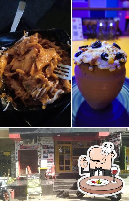 This is the image depicting food and exterior at Cafe Bae 'N' Buns