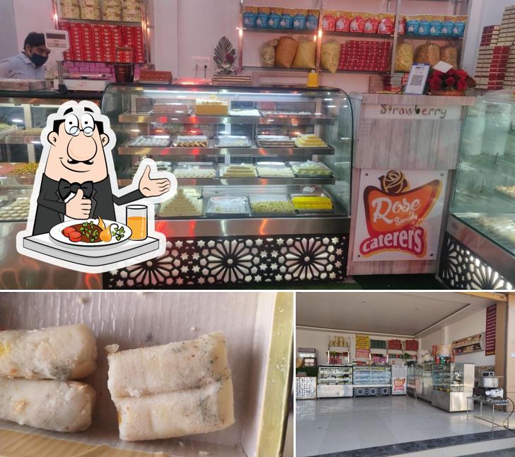 Take a look at the picture showing food and interior at Rose Sweet Caterers