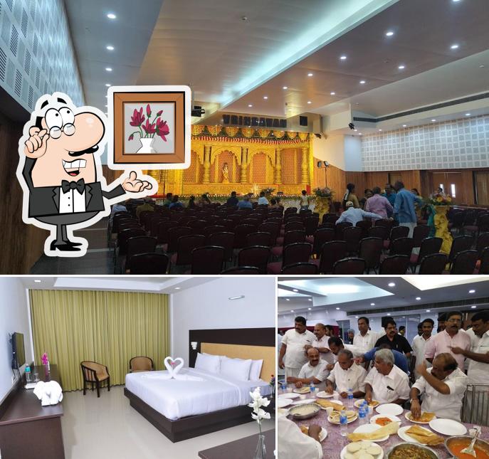 Take a seat at one of the tables at Vrindavan Inn