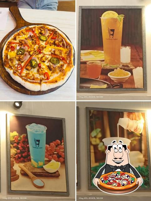 Pick pizza at Bombay Boba