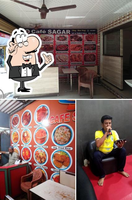 The interior of Cafe Sagar Hotel
