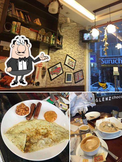 Among different things one can find interior and food at Glenz Cafe and Bakers