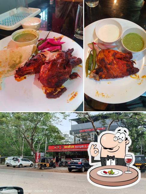 The image of food and exterior at Saseendra Hotel and Cool bar