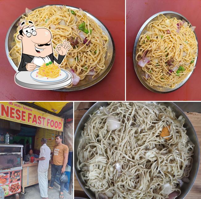 Spaghetti carbonara at Lama Chinese fast food