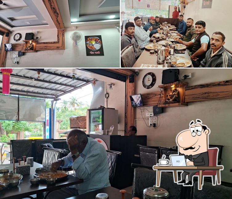 Take a seat at one of the tables at Patil Dhaba