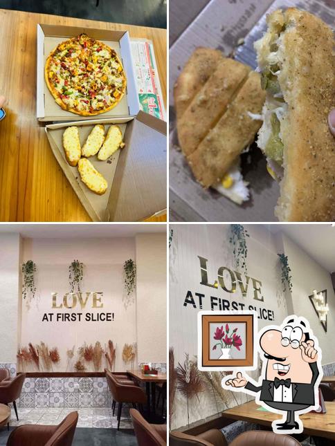 The restaurant's interior and food