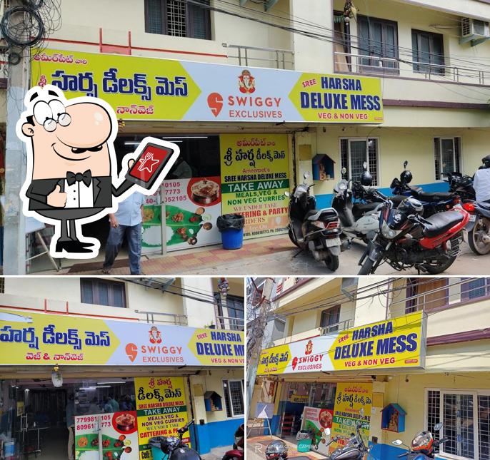 The exterior of Sree Harsha Deluxe Mess