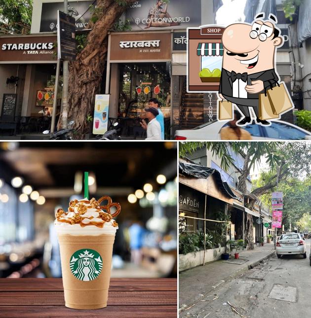 The image of Starbucks’s exterior and beverage