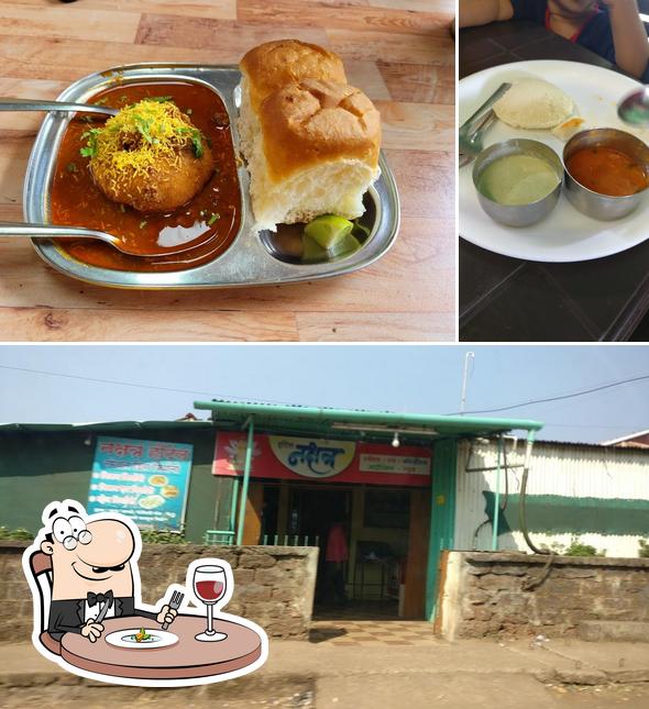 The picture of food and exterior at Nakshatra Hotel