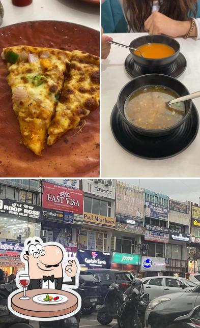 Among different things one can find food and exterior at Captain Sam's Pizza Phase 7