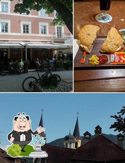 La esterno e cibo del ristorante