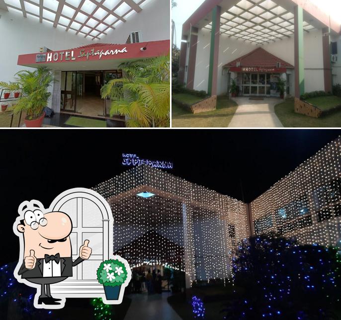 Take a look at the exterior of Hotel Saptaparna