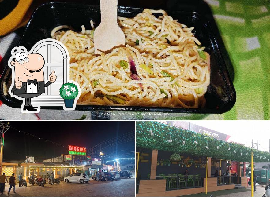 The photo of Biggies Restaurant’s exterior and food