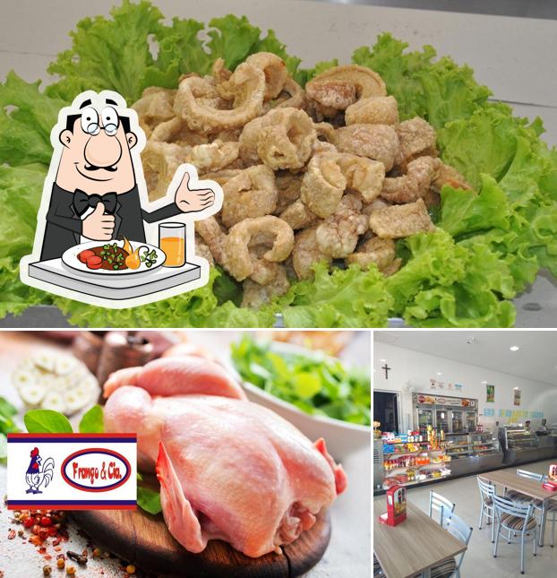 A foto a Frango e Cia’s comida e interior